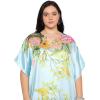 imageGypsie Blu Women Satin Printed Plus Size Caftan Dress Stylish Maxi Cover Up Dresses Kimono Sleeve for Party WearSky Blue