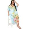 imageGypsie Blu Women Satin Printed Plus Size Caftan Dress Stylish Maxi Cover Up Dresses Kimono Sleeve for Party WearSky Blue