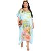 imageGypsie Blu Women Satin Printed Plus Size Caftan Dress Stylish Maxi Cover Up Dresses Kimono Sleeve for Party WearSky Blue