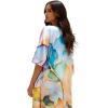 imageGypsie Blu Women Caftan Dress Plus Size Satin Silk Printed Beach Cover Up Maxi Dresses Kimono Sleeve for Holidays Lounge WearCream  White