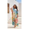imageGypsie Blu Women Caftan Dress Plus Size Satin Silk Printed Beach Cover Up Maxi Dresses Kimono Sleeve for Holidays Lounge WearCream  White