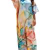 imageGypsie Blu Women Caftan Dress Plus Size Satin Silk Printed Beach Cover Up Maxi Dresses Kimono Sleeve for Holidays Lounge WearCream  White