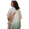 imageGypsie Blu Women Caftan Dress Plus Size Satin Silk Printed Beach Cover Up Maxi Dresses Kimono Sleeve for Holidays Lounge WearCream Leaf