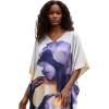 imageGypsie Blu Women Caftan Dress Plus Size Satin Silk Printed Beach Cover Up Maxi Dresses Kimono Sleeve for Holidays Lounge WearDeep Purple