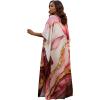 imageGypsie Blu Women Caftan Dress Plus Size Satin Silk Printed Beach Cover Up Maxi Dresses Kimono Sleeve for Holidays Lounge WearDeep Rose
