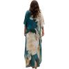 imageGypsie Blu Women Caftan Dress Plus Size Satin Silk Printed Beach Cover Up Maxi Dresses Kimono Sleeve for Holidays Lounge WearDeep Teal Blue