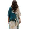 imageGypsie Blu Women Caftan Dress Plus Size Satin Silk Printed Beach Cover Up Maxi Dresses Kimono Sleeve for Holidays Lounge WearDeep Teal Blue