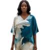 imageGypsie Blu Women Caftan Dress Plus Size Satin Silk Printed Beach Cover Up Maxi Dresses Kimono Sleeve for Holidays Lounge WearDeep Teal Blue