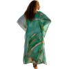 imageGypsie Blu Women Caftan Dress Plus Size Satin Silk Printed Beach Cover Up Maxi Dresses Kimono Sleeve for Holidays Lounge WearEmerald Green