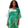 imageGypsie Blu Women Caftan Dress Plus Size Satin Silk Printed Beach Cover Up Maxi Dresses Kimono Sleeve for Holidays Lounge WearEmerald Green
