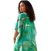imageGypsie Blu Women Caftan Dress Plus Size Satin Silk Printed Beach Cover Up Maxi Dresses Kimono Sleeve for Holidays Lounge WearEmerald Green