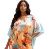 imageGypsie Blu Women Caftan Dress Plus Size Satin Silk Printed Beach Cover Up Maxi Dresses Kimono Sleeve for Holidays Lounge WearLight Cream