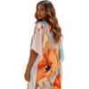 imageGypsie Blu Women Caftan Dress Plus Size Satin Silk Printed Beach Cover Up Maxi Dresses Kimono Sleeve for Holidays Lounge WearLight Cream