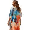 imageGypsie Blu Women Caftan Dress Plus Size Satin Silk Printed Beach Cover Up Maxi Dresses Kimono Sleeve for Holidays Lounge WearLight Cream Abstract Floral