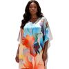 imageGypsie Blu Women Caftan Dress Plus Size Satin Silk Printed Beach Cover Up Maxi Dresses Kimono Sleeve for Holidays Lounge WearLight Cream Abstract Floral