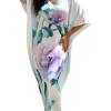 imageGypsie Blu Women Caftan Dress Plus Size Satin Silk Printed Beach Cover Up Maxi Dresses Kimono Sleeve for Holidays Lounge WearLight Icy Blue