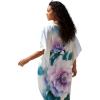 imageGypsie Blu Women Caftan Dress Plus Size Satin Silk Printed Beach Cover Up Maxi Dresses Kimono Sleeve for Holidays Lounge WearLight Icy Blue