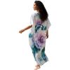 imageGypsie Blu Women Caftan Dress Plus Size Satin Silk Printed Beach Cover Up Maxi Dresses Kimono Sleeve for Holidays Lounge WearLight Icy Blue