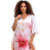 imageGypsie Blu Women Caftan Dress Plus Size Satin Silk Printed Beach Cover Up Maxi Dresses Kimono Sleeve for Holidays Lounge WearLight Pink Flower
