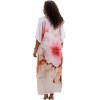 imageGypsie Blu Women Caftan Dress Plus Size Satin Silk Printed Beach Cover Up Maxi Dresses Kimono Sleeve for Holidays Lounge WearLight Pink Flower