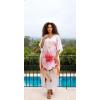 imageGypsie Blu Women Caftan Dress Plus Size Satin Silk Printed Beach Cover Up Maxi Dresses Kimono Sleeve for Holidays Lounge WearLight Pink Flower