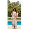 imageGypsie Blu Women Caftan Dress Plus Size Satin Silk Printed Beach Cover Up Maxi Dresses Kimono Sleeve for Holidays Lounge WearPastel Cream