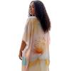 imageGypsie Blu Women Caftan Dress Plus Size Satin Silk Printed Beach Cover Up Maxi Dresses Kimono Sleeve for Holidays Lounge WearPastel Cream