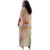 imageGypsie Blu Women Caftan Dress Plus Size Satin Silk Printed Beach Cover Up Maxi Dresses Kimono Sleeve for Holidays Lounge WearPastel Cream