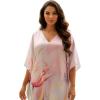 imageGypsie Blu Women Caftan Dress Plus Size Satin Silk Printed Beach Cover Up Maxi Dresses Kimono Sleeve for Holidays Lounge WearPastel Lavender