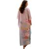 imageGypsie Blu Women Caftan Dress Plus Size Satin Silk Printed Beach Cover Up Maxi Dresses Kimono Sleeve for Holidays Lounge WearPastel Lavender