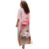 imageGypsie Blu Women Caftan Dress Plus Size Satin Silk Printed Beach Cover Up Maxi Dresses Kimono Sleeve for Holidays Lounge WearSoft Lavender