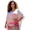 imageGypsie Blu Women Caftan Dress Plus Size Satin Silk Printed Beach Cover Up Maxi Dresses Kimono Sleeve for Holidays Lounge WearSoft Lavender