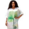 imageGypsie Blu Women Caftan Dress Plus Size Satin Silk Printed Beach Cover Up Maxi Dresses Kimono Sleeve for Holidays Lounge WearSoft White