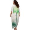 imageGypsie Blu Women Caftan Dress Plus Size Satin Silk Printed Beach Cover Up Maxi Dresses Kimono Sleeve for Holidays Lounge WearSoft White