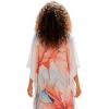 imageGypsie Blu Women Caftan Dress Plus Size Satin Silk Printed Beach Cover Up Maxi Dresses Kimono Sleeve for Holidays Lounge WearWhite Abstract Floral
