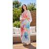 imageGypsie Blu Women Caftan Dress Plus Size Satin Silk Printed Beach Cover Up Maxi Dresses Kimono Sleeve for Holidays Lounge WearWhite Abstract Floral