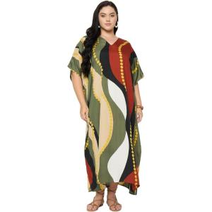 image:imageGypsie Blu Caftan Dresses for Women Polyester Plus Size Moo Moos Bathing Suit Cover Up Kaftan BeachDress Resort Lounge OutfitOlive Green  Rust Red