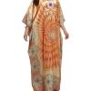 image:imageGypsie Blu Plus Size Satin Silk Printed Caftan Dress Stylish Maxi Kimono Dress Loose Flowing Gown for Women Party Resort WearBeige