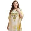 image:imageGypsie Blu Plus Size Satin Silk Printed Caftan Dress Stylish Maxi Kimono Dress Loose Flowing Gown for Women Party Resort WearCream Floral