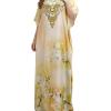 image:imageGypsie Blu Plus Size Satin Silk Printed Caftan Dress Stylish Maxi Kimono Dress Loose Flowing Gown for Women Party Resort WearCream Floral