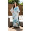 image:imageGypsie Blu Plus Size Satin Silk Printed Caftan Dress Stylish Maxi Kimono Dress Loose Flowing Gown for Women Party Resort WearLight Blue