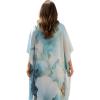 image:imageGypsie Blu Plus Size Satin Silk Printed Caftan Dress Stylish Maxi Kimono Dress Loose Flowing Gown for Women Party Resort WearLight Blue