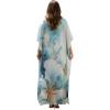 image:imageGypsie Blu Plus Size Satin Silk Printed Caftan Dress Stylish Maxi Kimono Dress Loose Flowing Gown for Women Party Resort WearLight Blue
