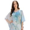 image:imageGypsie Blu Plus Size Satin Silk Printed Caftan Dress Stylish Maxi Kimono Dress Loose Flowing Gown for Women Party Resort WearLight Blue