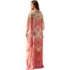 image:imageGypsie Blu Plus Size Satin Silk Printed Caftan Dress Stylish Maxi Kimono Dress Loose Flowing Gown for Women Party Resort WearLight Cream Floral