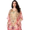 image:imageGypsie Blu Plus Size Satin Silk Printed Caftan Dress Stylish Maxi Kimono Dress Loose Flowing Gown for Women Party Resort WearLight Cream Floral