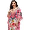 image:imageGypsie Blu Plus Size Satin Silk Printed Caftan Dress Stylish Maxi Kimono Dress Loose Flowing Gown for Women Party Resort WearLight Pink