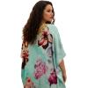 image:imageGypsie Blu Plus Size Satin Silk Printed Caftan Dress Stylish Maxi Kimono Dress Loose Flowing Gown for Women Party Resort WearLight Turquoise