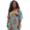 image:imageGypsie Blu Plus Size Satin Silk Printed Caftan Dress Stylish Maxi Kimono Dress Loose Flowing Gown for Women Party Resort WearLight Turquoise
