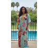 image:imageGypsie Blu Plus Size Satin Silk Printed Caftan Dress Stylish Maxi Kimono Dress Loose Flowing Gown for Women Party Resort WearLight Turquoise